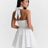 Azuramoda | Sukienka Mini na Ramiączkach z Rozkloszowanym Dołem Elegancka