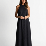 Azuramoda | Sukienka Maxi Halter Rozkloszowana Elegancka Minimalistyczna