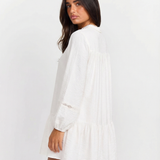 Azuramoda | Sukienka Mini Oversize z Długim Rękawem Zwiewna Elegancka