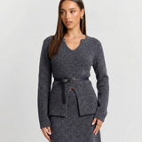 Azuramoda | Elegancki Komplet Damski Sweter i Spódnica Dopasowany Styl