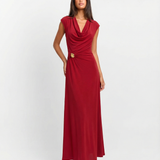 Azuramoda | Elegancka Sukienka Maxi Kopertowa z Drapowaniem