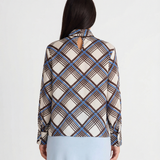 Azuramoda | Elegancka Koszula w Geometryczny Wzór z Kołnierzykiem
