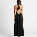 Azuramoda | Sukienka Maxi Halter z Odkrytymi Plecami Elegancka Kreacja