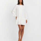 Azuramoda | Sukienka Mini Oversize z Długim Rękawem Zwiewna Elegancka