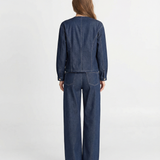 Azuramoda | Elegancki Komplet Damski Marynarka i Spodnie Stylowy Denim