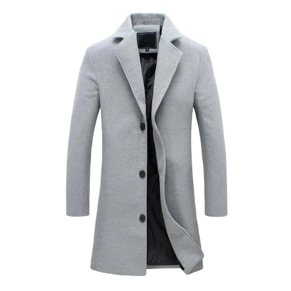Męski Płaszcz Elegancki Dopasowany Klasyczny Styl Premium