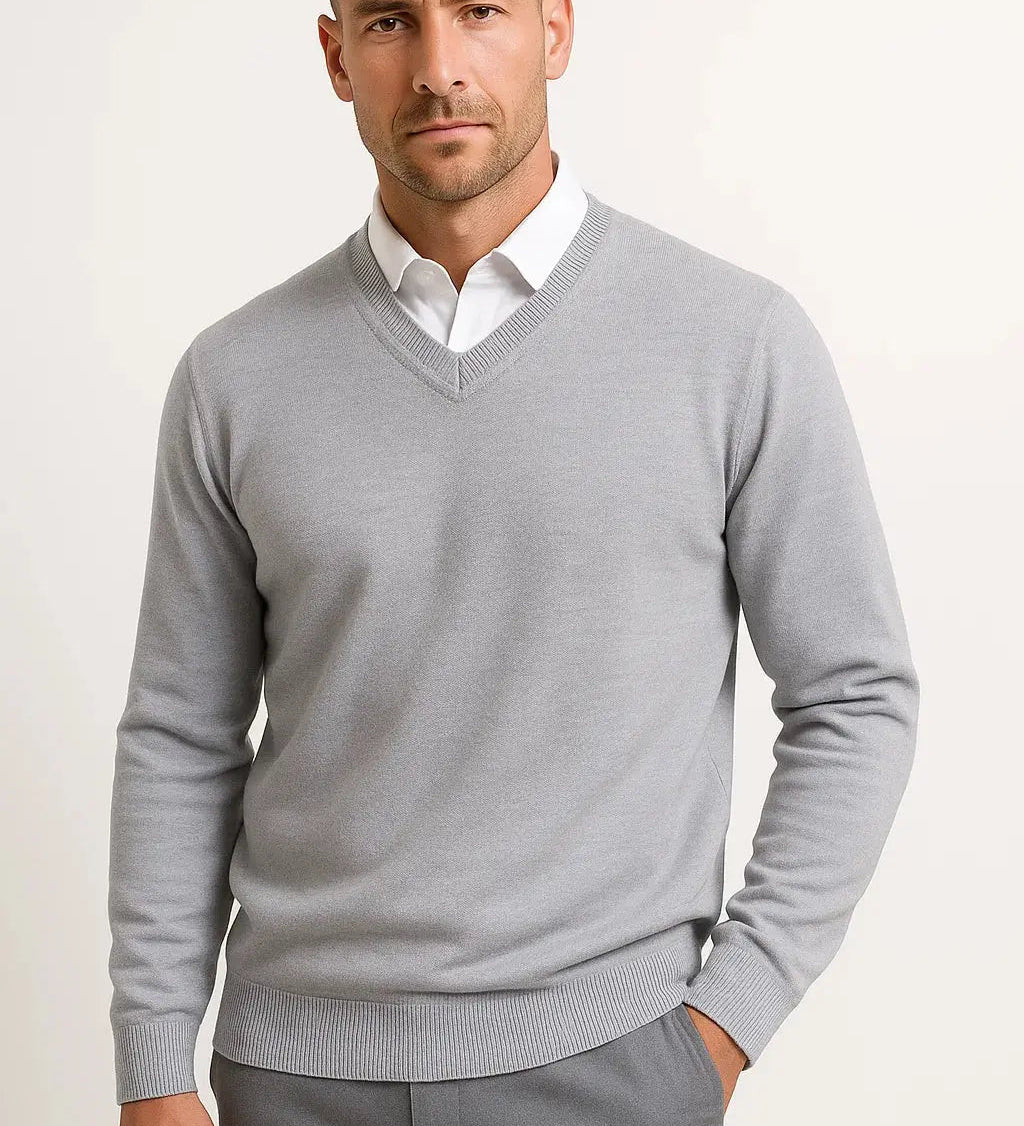 Męski Sweter Klasyczny Dekolt V Elegancki Styl Komfort