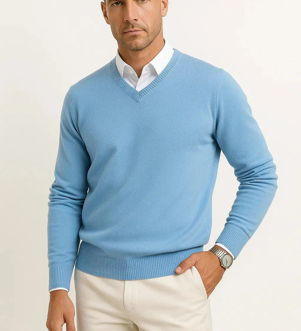 Męski Sweter Klasyczny Dekolt V Elegancki Styl Komfort