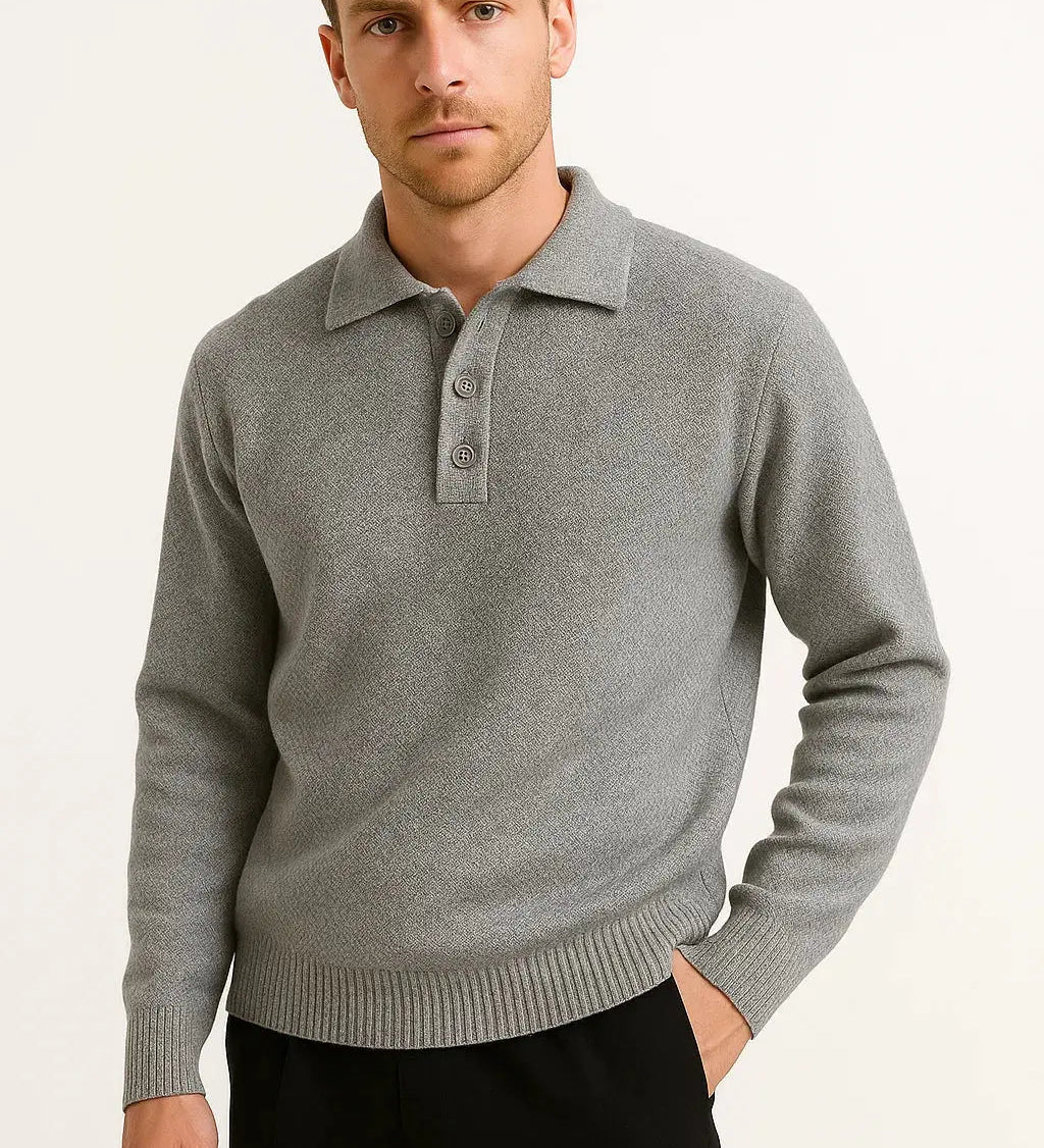 Męski Sweter Polo Dzianinowy Elegancki Styl i Komfort