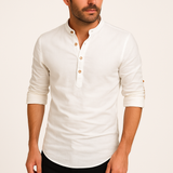 Męska Koszulka z Długim Rękawem Henley Styl Casual Komfort