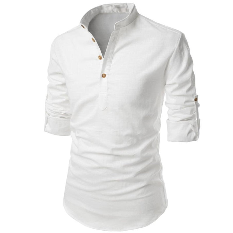 Męska Koszulka z Długim Rękawem Henley Styl Casual Komfort