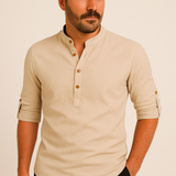 Męska Koszulka z Długim Rękawem Henley Styl Casual Komfort