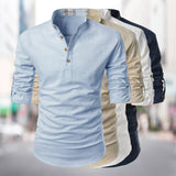 Męska Koszulka z Długim Rękawem Henley Styl Casual Komfort