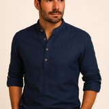 Męska Koszulka z Długim Rękawem Henley Styl Casual Komfort