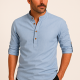Męska Koszulka z Długim Rękawem Henley Styl Casual Komfort