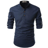 Męska Koszulka z Długim Rękawem Henley Styl Casual Komfort