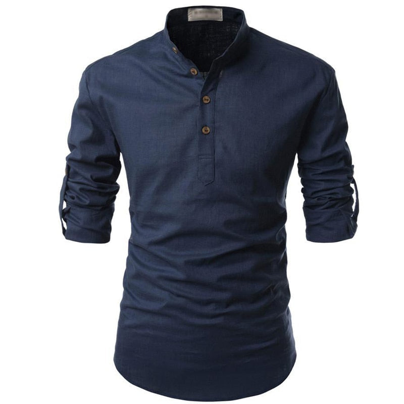 Męska Koszulka z Długim Rękawem Henley Styl Casual Komfort