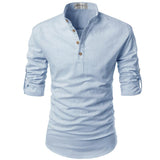 Męska Koszulka z Długim Rękawem Henley Styl Casual Komfort