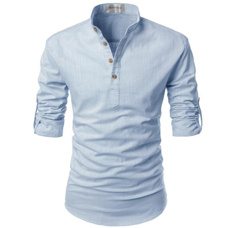 Męska Koszulka z Długim Rękawem Henley Styl Casual Komfort