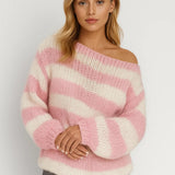 Damski sweter w paski oversize miękki stylowy na co dzień