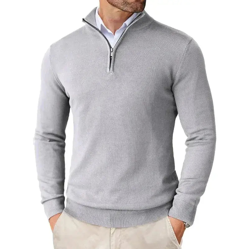 Męski Sweter z Zamkiem przy Kołnierzu Elegancki Styl Komfort