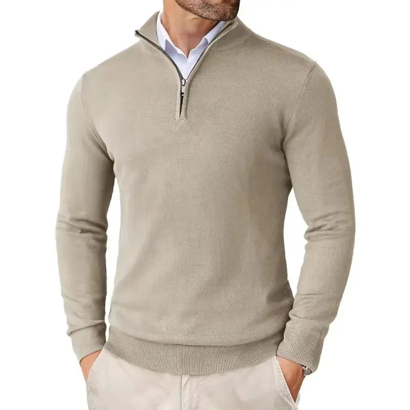 Męski Sweter z Zamkiem przy Kołnierzu Elegancki Styl Komfort