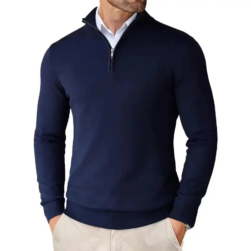 Męski Sweter z Zamkiem przy Kołnierzu Elegancki Styl Komfort