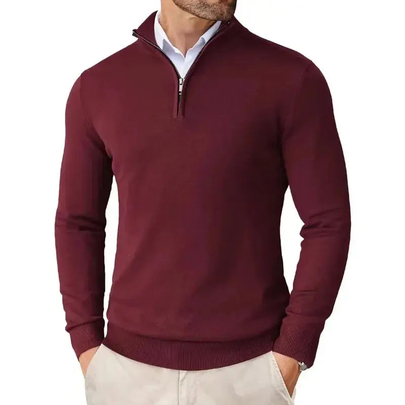 Męski Sweter z Zamkiem przy Kołnierzu Elegancki Styl Komfort