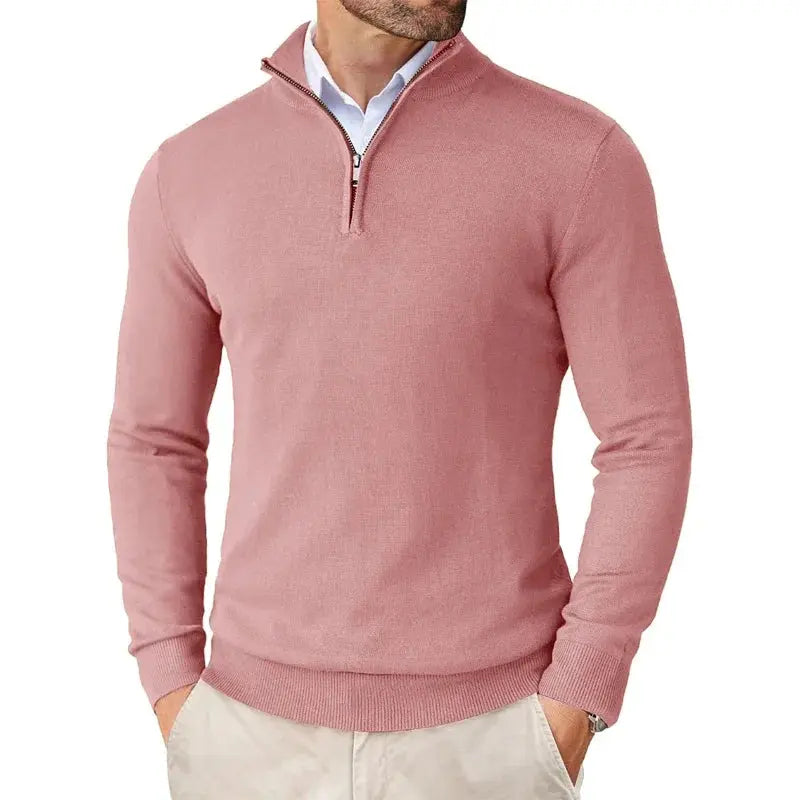 Męski Sweter z Zamkiem przy Kołnierzu Elegancki Styl Komfort