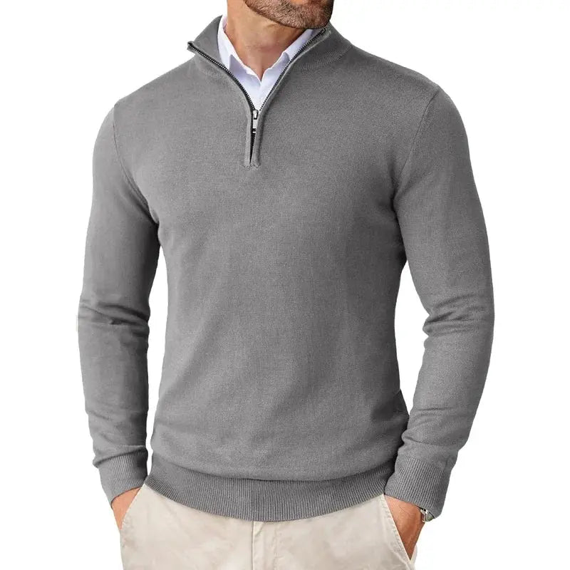 Męski Sweter z Zamkiem przy Kołnierzu Elegancki Styl Komfort
