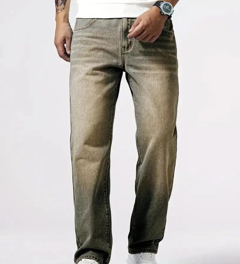 Męskie jeansy loose fit wygodne szeroki krój styl casual