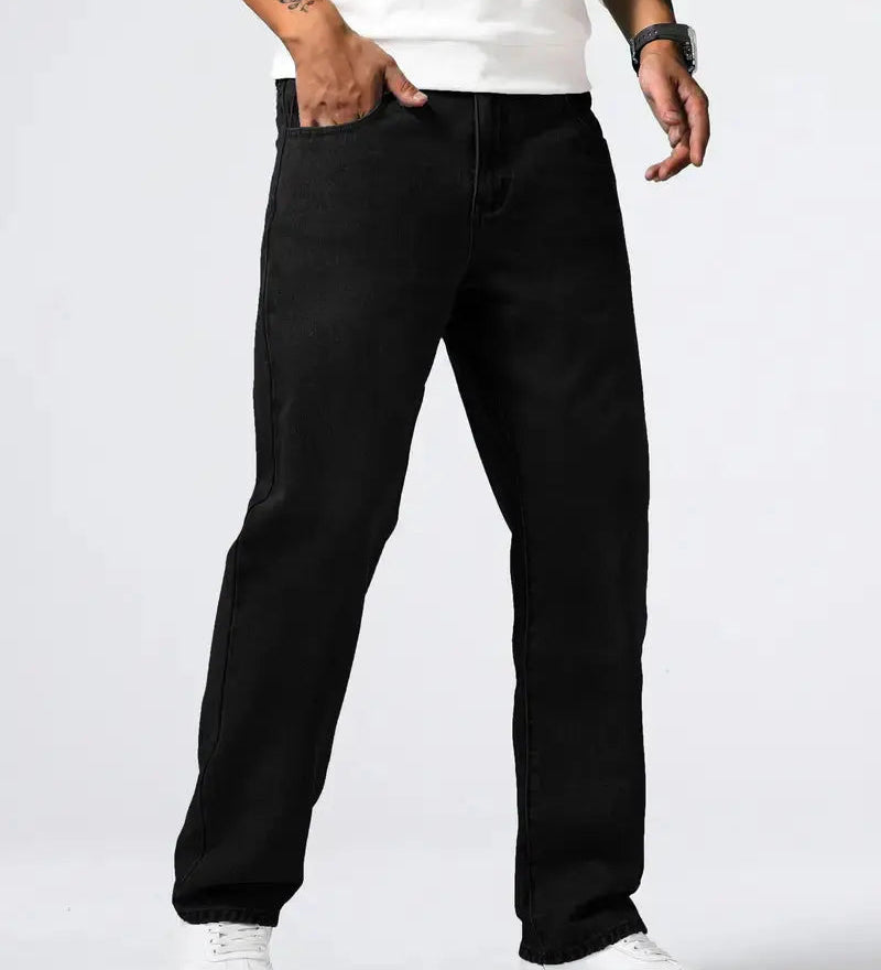 Męskie jeansy loose fit wygodne szeroki krój styl casual