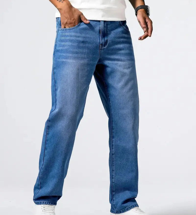Męskie jeansy loose fit wygodne szeroki krój styl casual