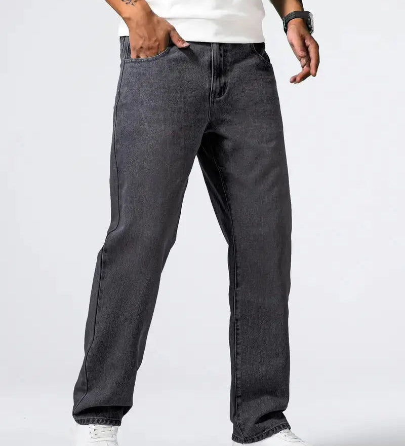 Męskie jeansy loose fit wygodne szeroki krój styl casual