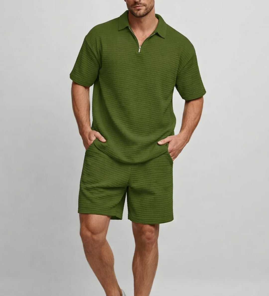 Męski komplet letni koszulka polo i spodenki wygodny styl casual