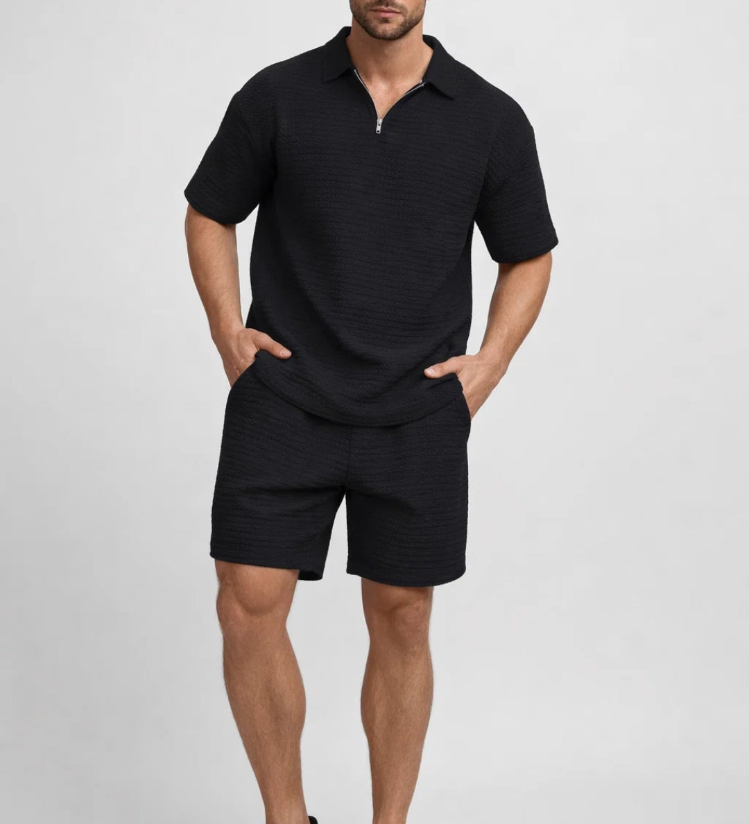 Męski komplet letni koszulka polo i spodenki wygodny styl casual