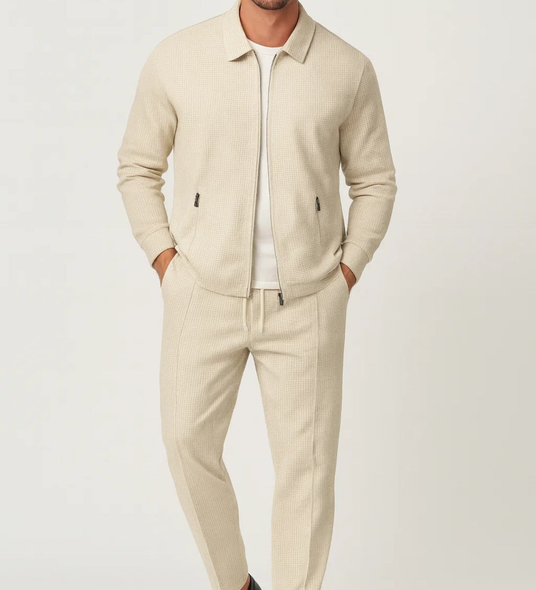 Męski komplet casual elegancki zestaw bluza i spodnie