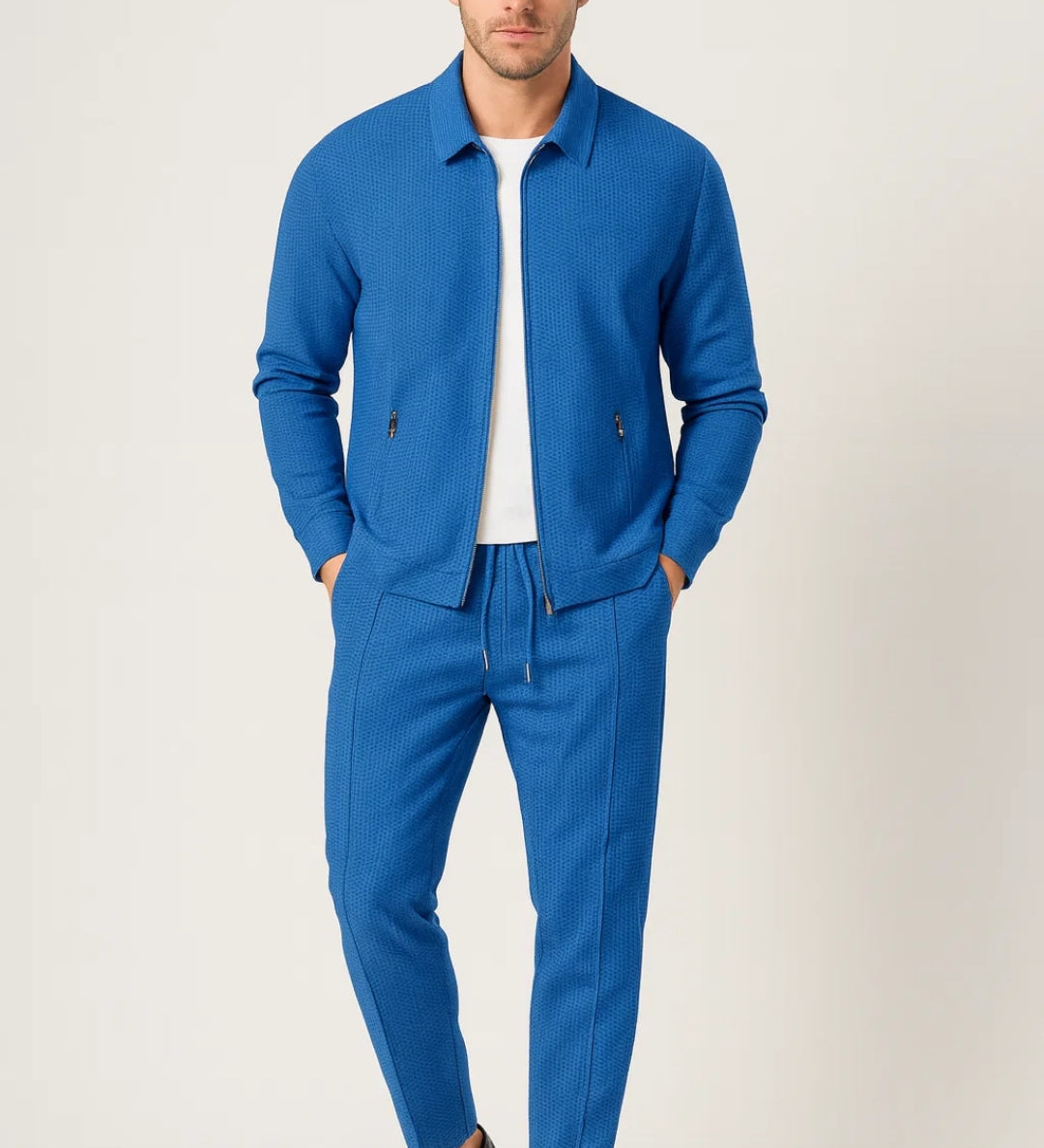 Męski komplet casual elegancki zestaw bluza i spodnie