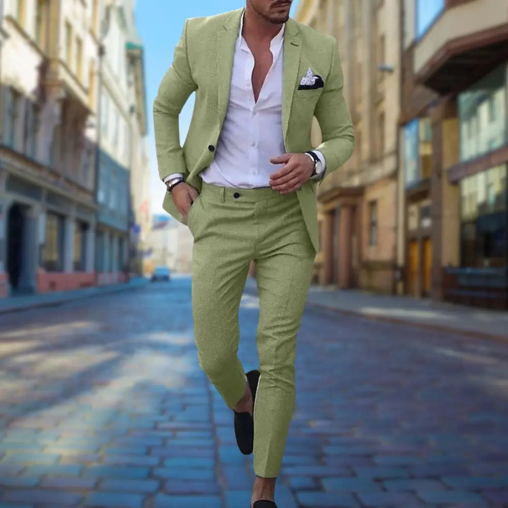 Męski garnitur slim fit elegancki nowoczesny styl biznesowy