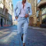 Męski garnitur slim fit elegancki nowoczesny styl biznesowy