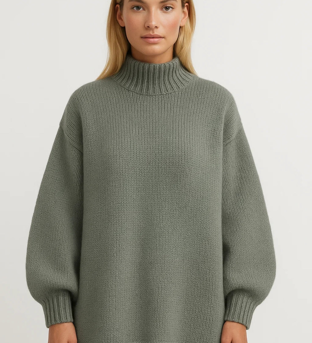 Damski sweter oversize z golfem ciepły wygodny na co dzień