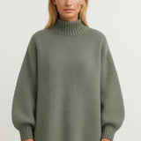 Damski sweter oversize z golfem ciepły wygodny na co dzień