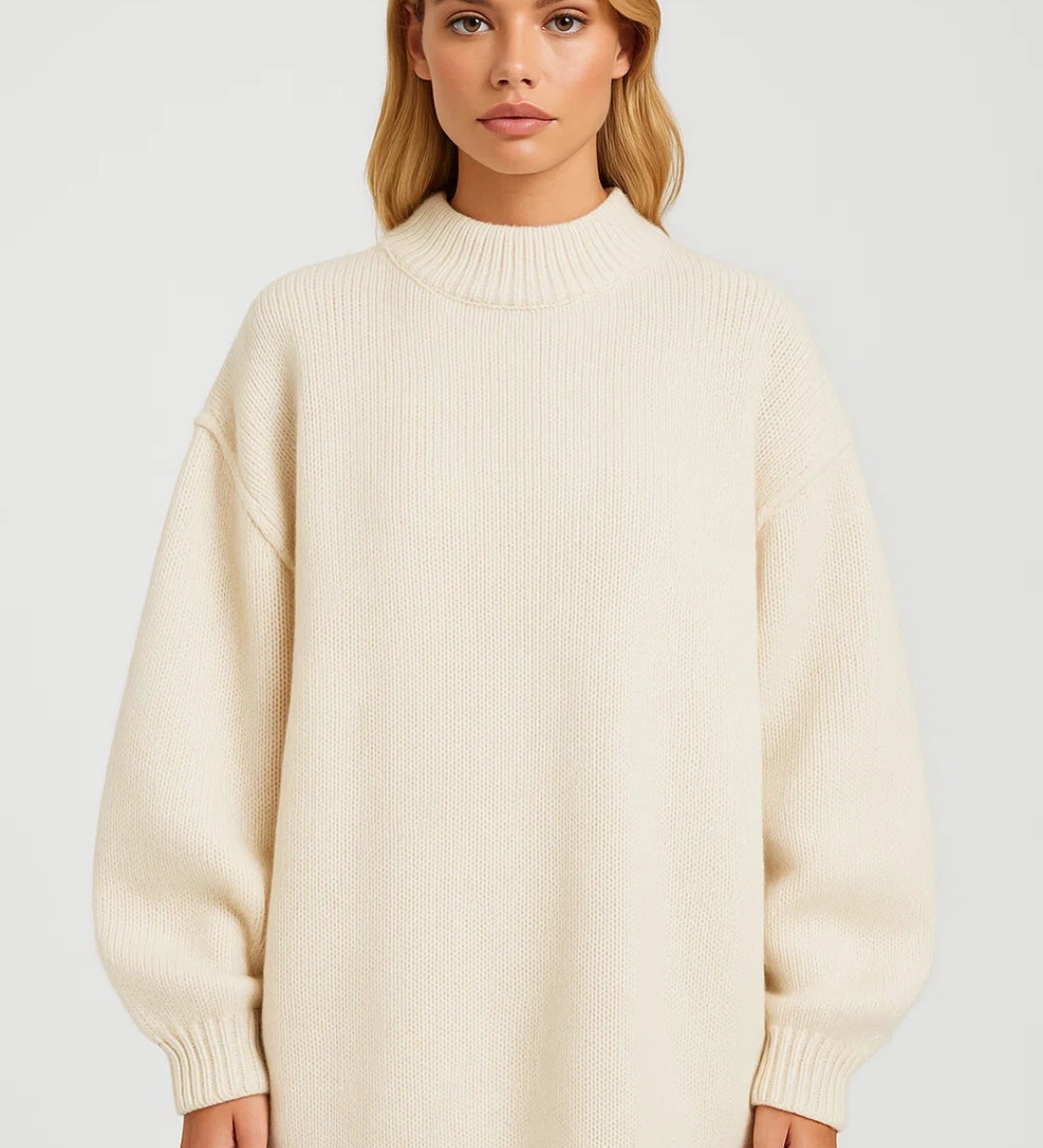 Damski sweter oversize z golfem ciepły wygodny na co dzień
