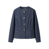 Azuramoda | Elegancki Komplet Damski Marynarka i Spodnie Stylowy Denim