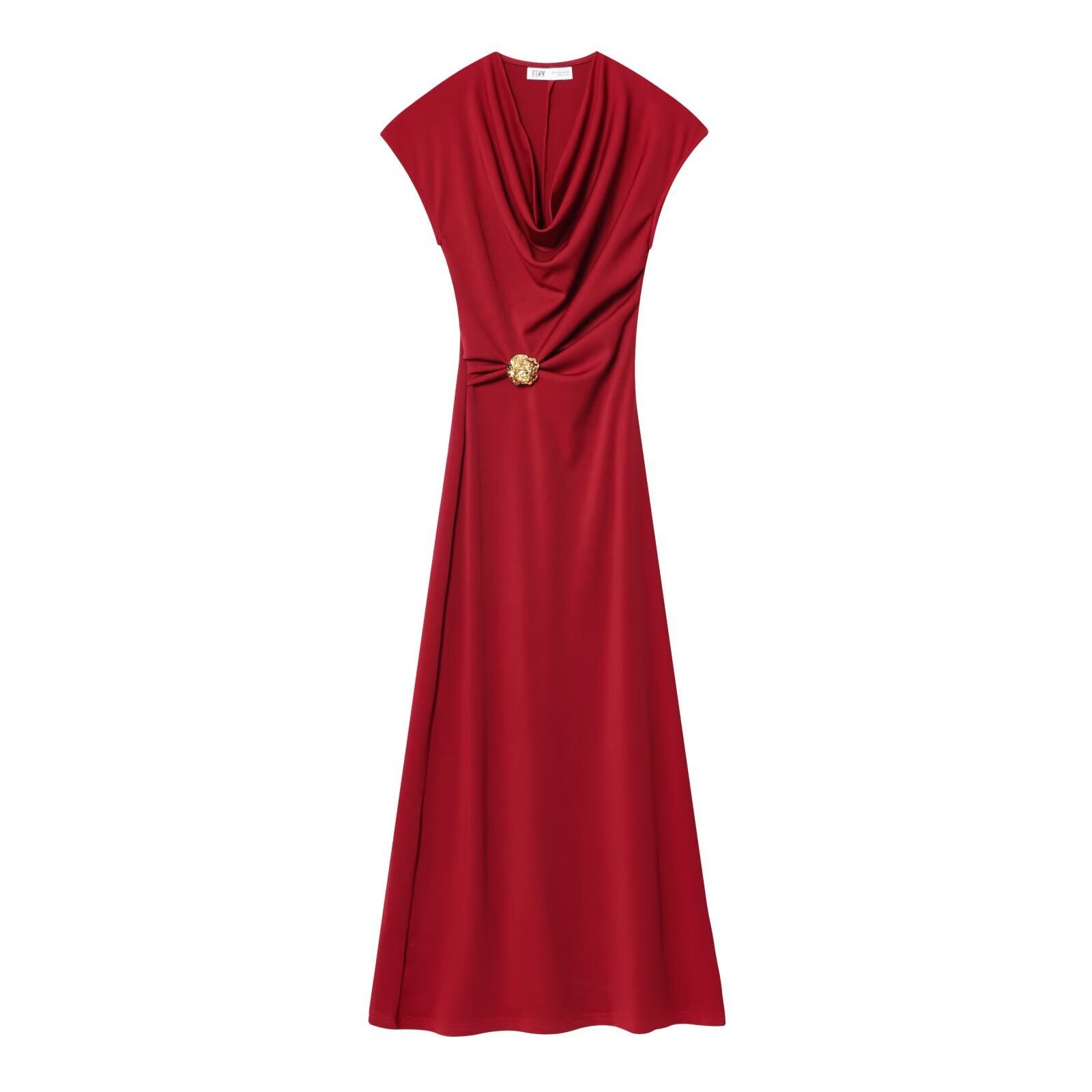 Azuramoda | Elegancka Sukienka Maxi Kopertowa z Drapowaniem