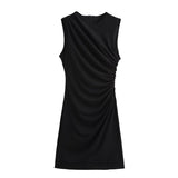 Azuramoda | Sukienka Mini Drapowana Elegancka Dopasowana Kreacja
