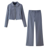 Azuramoda | Stylowy Komplet Damski Bluza i Spodnie Nowoczesny Casual