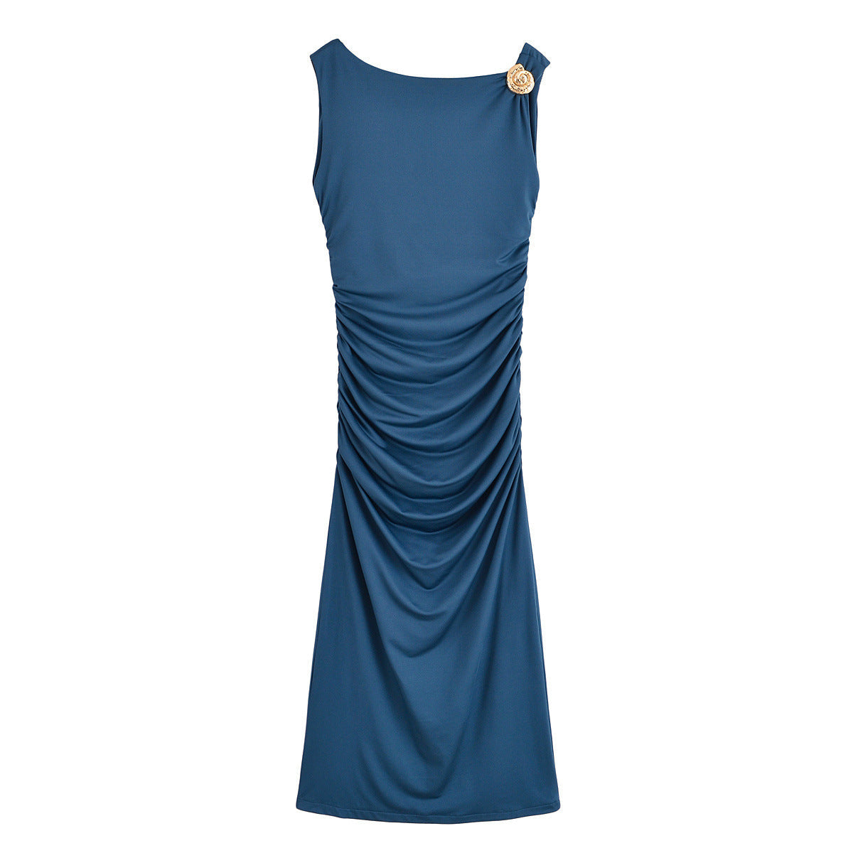 Azuramoda | Elegancka Sukienka Maxi z Drapowaniem i Dopasowanym Krojem