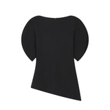 Azuramoda | Elegancka Asymetryczna Bluzka z Bufiastymi Rękawami