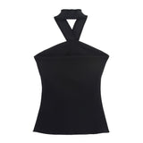 Azuramoda | Elegancki Komplet z Topem Halter i Dopasowanymi Spodniami